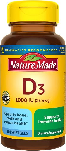 Nature Made Vitamin D3 1000 IU Softgels 100-Count