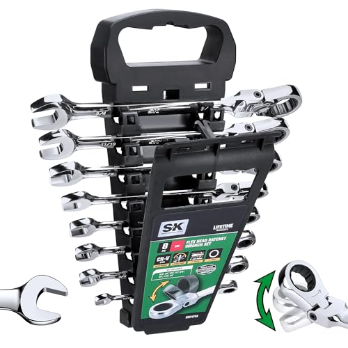 SK Flex-Head SAE Combination Ratcheting Wrench Set 8-Pc Deal