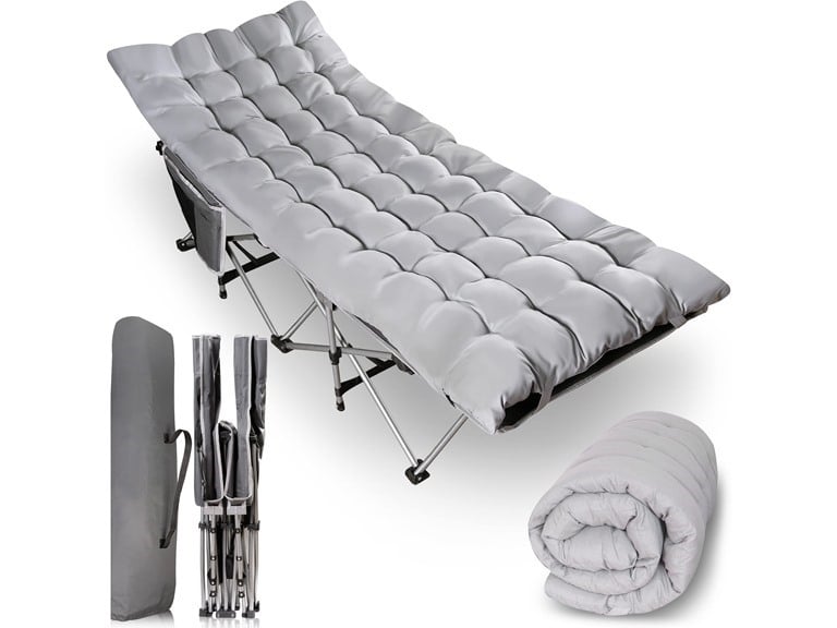 Outdoor Camping Travel Cot and Cot Pad Deal