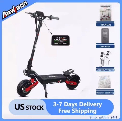 Arwibon GT06 11" Off-Road Tires 1200W 48V 13AH Foldable E-Scooter