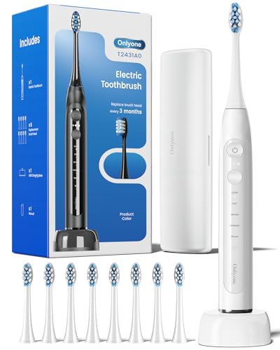 Onlyone Rechargeable Sonic Electric Toothbrush w/ 8 Brush Heads