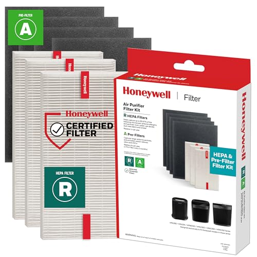 Honeywell HEPA Air Purifier Filter Replacement Kit for HPA300, HPA3300, HPA5300, HPA8350 series (Value Combo Pack Includes 3 HEPA R & 4 A Carbon Pre-Cut Pre-Filters)