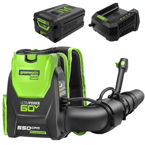 Greenworks 60V 550 CFM Brushless Backpack Blower with 5.0Ah Battery