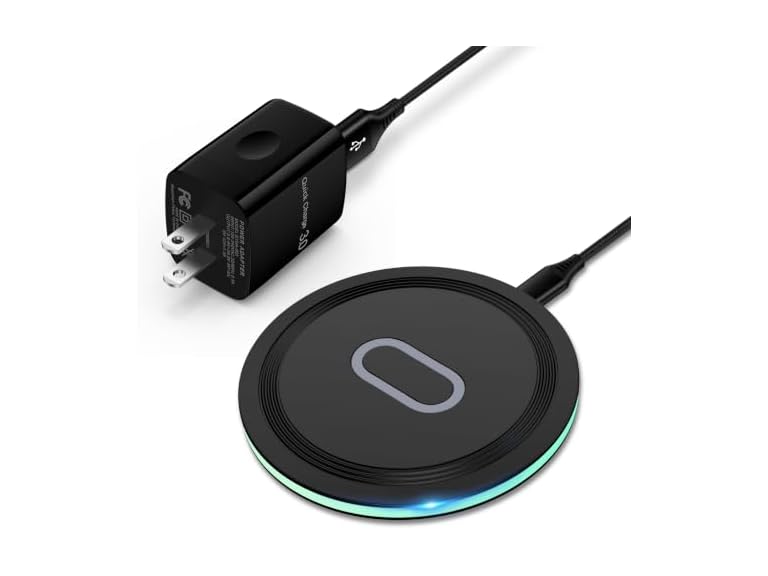 UorMe 15W Fast Wireless Phone Charging Station with 18W QC3.0 Wall Charger Adapter