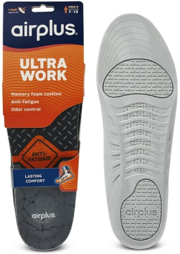 Airplus Ultra Work Memory Foam Insoles for Men, 1 Pair, Size 7-13