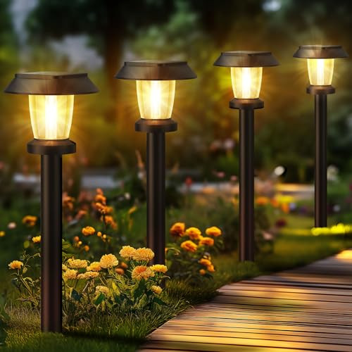 ALEPOD Solar Pathway Lights, Warm White, 8 Pack