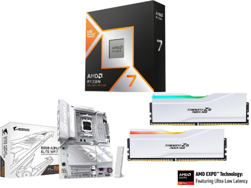 AMD Ryzen 7 9800X3D + GIGABYTE B850 A ELITE WF7 ICE Motherboard + G.SKILL Memory Combo Bundle