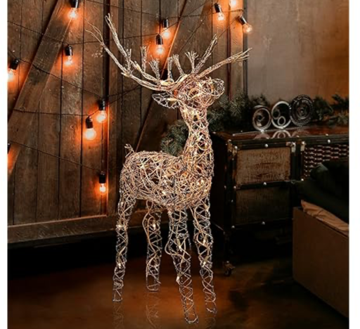 Alpine Rattan Reindeer 35" White LED Deal