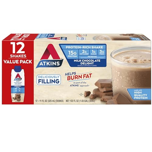 Atkins Deliciously Filling Protein Shake Milk Chocolate Delight 12-Pack