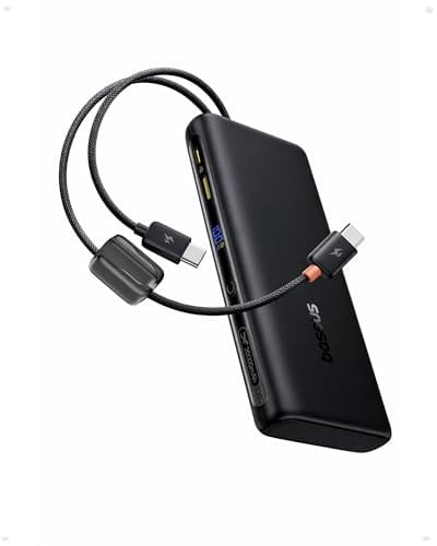 Baseus 100W 20000mAh Power Bank Portable Laptop Charger w/ Built-in USB-C Dual Cables Deal