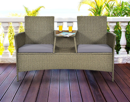 2-Person Patio Rattan Conversation Furniture Set