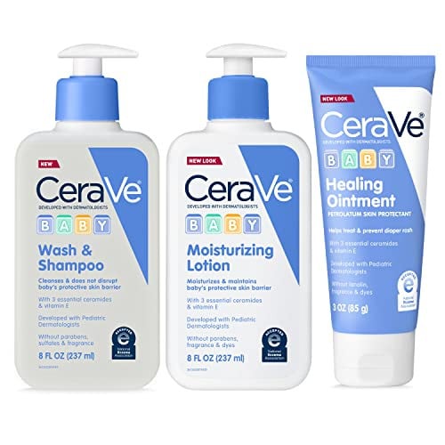 CeraVe Baby Bath Set (8oz Wash & Shampoo + 8oz Moisturizing Lotion + 3oz Healing Ointment)