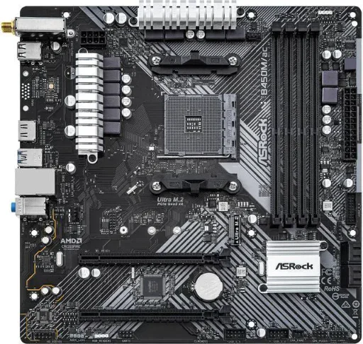 ASRock B450M/AC R2.0 AM4 Micro ATX AMD Motherboard