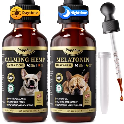 POPPAW Dog Calming & Melatonin Drops Set Deal