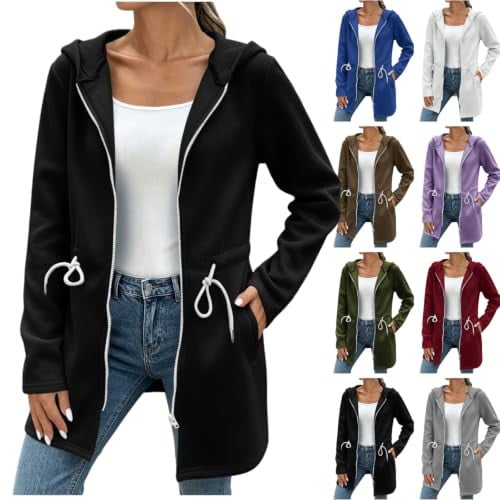 Zip Up Fleece Oversized Hooded Sweatshirts with Pockets Deal
