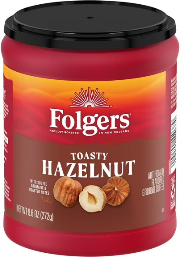 Folgers Toasty Hazelnut Artificially Flavored Ground Coffee, 9.6 oz