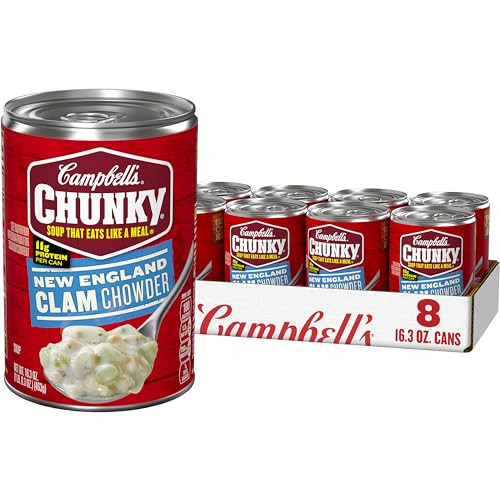 Campbell’s Chunky Soup New England Clam Chowder 16.3 Oz Can (Case of 8)