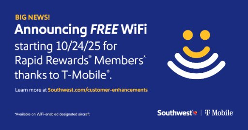 Big News! Southwest Airlines Free In-Flight WiFi for Rapid Rewards Members