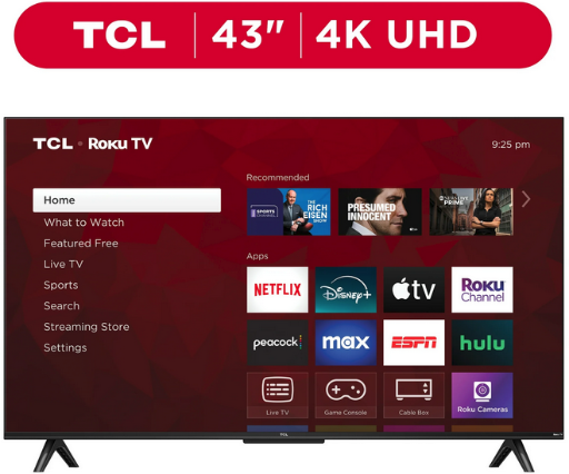 TCL 43" 4K UHD HDR Smart Roku TV