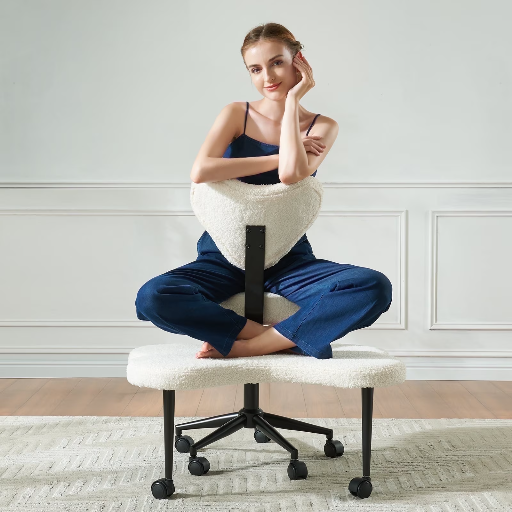 Pinmoco Cross Legged Ergonomic Swivel Office Desk Chair w/ Footrest (Off White) Deal