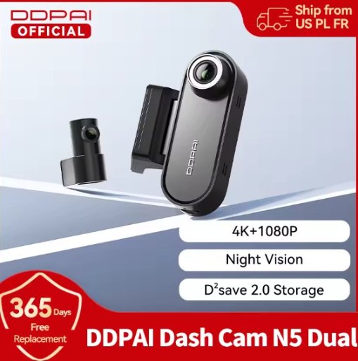 DDPAI Dash Cam N5 Dual Front and Rear 4K Ultra HD Resolution