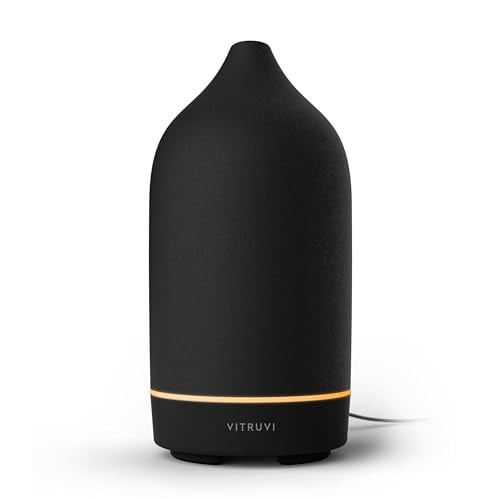 Vitruvi Stone Diffuser, Ceramic Ultrasonic Essential Oil Diffuser for Aromatherapy Black, 90ml Capacity Deal