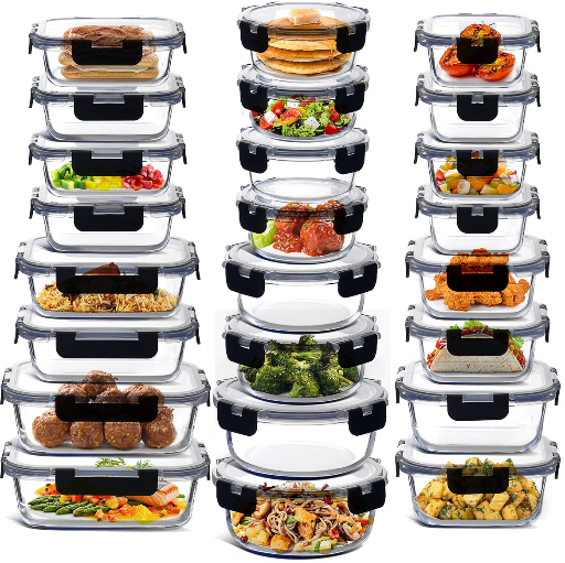 Prep & Savor Borosilicate Glass Storage Containers 48-Piece (24 Containers, 24 Lids)