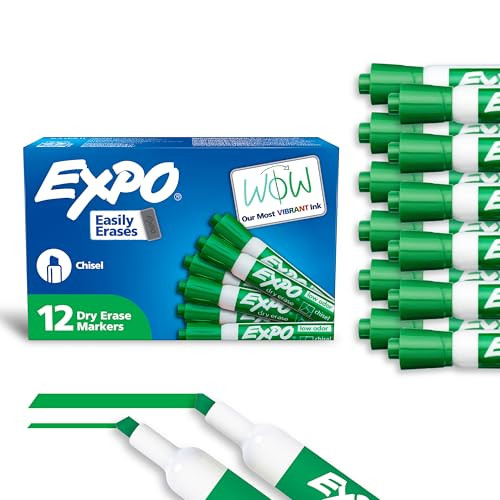 EXPO Chisel Tip Dry Erase Markers (Green) 12-Count