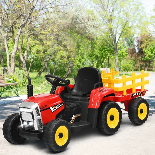 Costway 12-Volt 1-Seater Tractor Construction Battery Powered Ride On with Remote Control