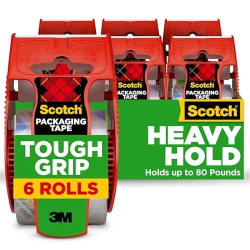 Scotch Tough Grip Packing Tape, Clear 6-Pack (1.88 in. x 22.2 yd.)