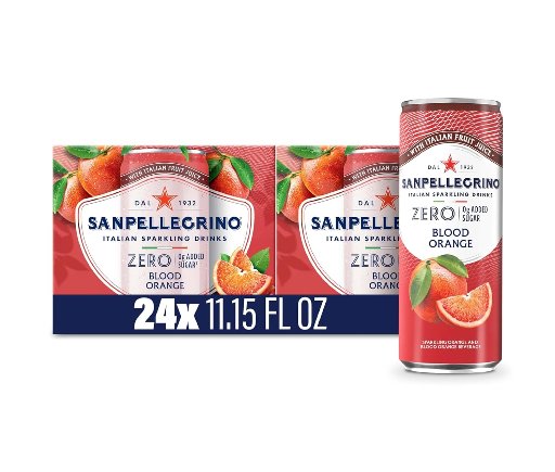 Sanpellegrino Zero Grams Added Sugar Italian Sparkling Drinks Blood Orange, Sparkling Orange & Blood Orange Beverage 24-Pack