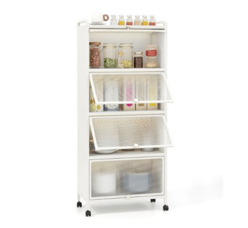 Costway 5-Tier Kitchen Baker's Rack Storage Cabinet with Flip-up Doors