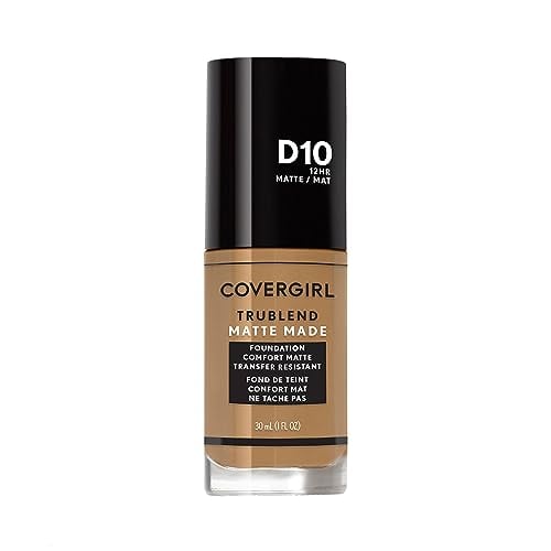 CoverGirl TruBlend Matte Made Liquid Foundation, D10 Golden Caramel, 1.014 fl oz