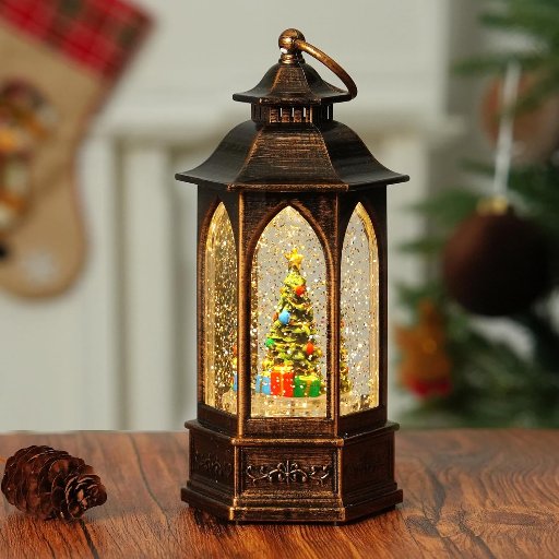 Christmas Snow Globe Lantern with Music and Lights
