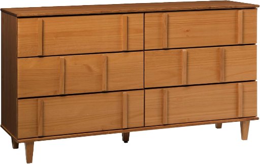 Walker Edison Contemporary Detailed Solid Wood Dresser 60-Inch 6-Drawer