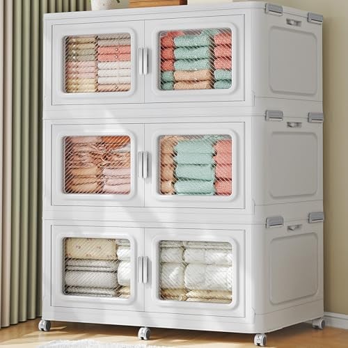 Broview Stackable Container Bins w/ Wheels 3-Count 220qt