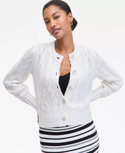 (Final Sale) On 34th Women's Chunky Cable-Knit Cardigan Deal