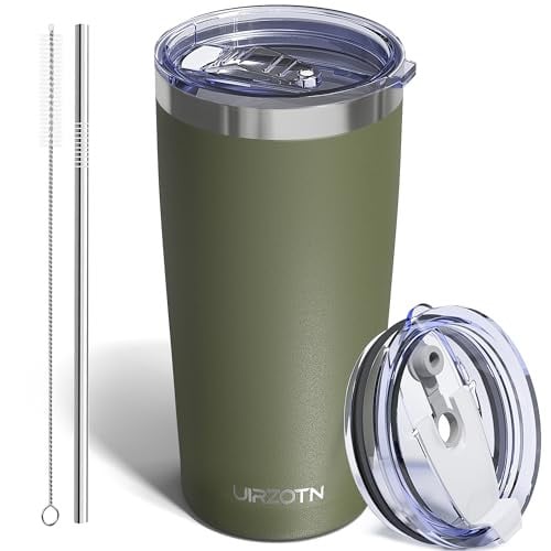 Uirzotn 20-Oz Stainless Steel Insulated Tumbler w/ Dual Lids & Straw