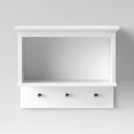 Threshold Wall Shelf w/ Hooks (White) Deal