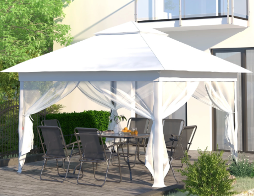 Pop-Up Outdoor Patio Canopy Gazebo 11' x 11' with Mosquito Netting (White) Deal
