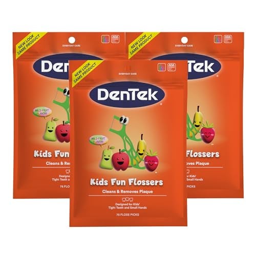 DenTek Kids Flossers Wild Fruit Flavor 75 Count 3-Pack Deal