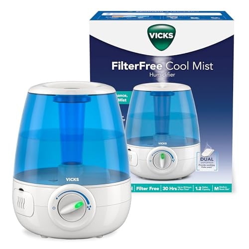 Vicks Filter-Free Ultrasonic Cool Mist Humidifier w/ 1.2 Gallon Tank
