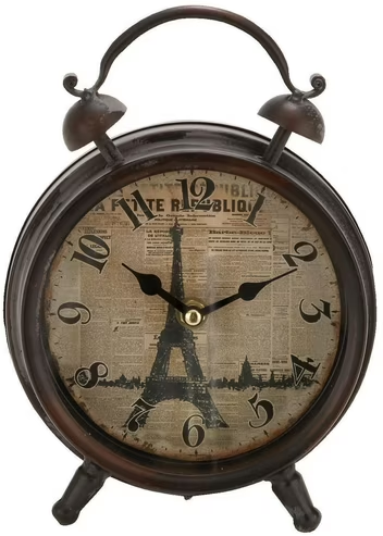 DecMode 9" Black Metal Eiffel Tower Clock Deal