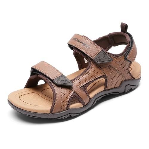 DREAM PAIRS Men's Hiking Water Arch Support Sandals All Brown