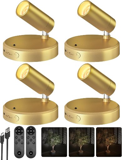 EZVALO 5500mAh Wireless USB-C Rechargeable Spotlights 4-Pack