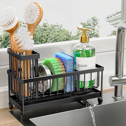 Cisily Sponge Holder for Kitchen Sink with Brush Holder