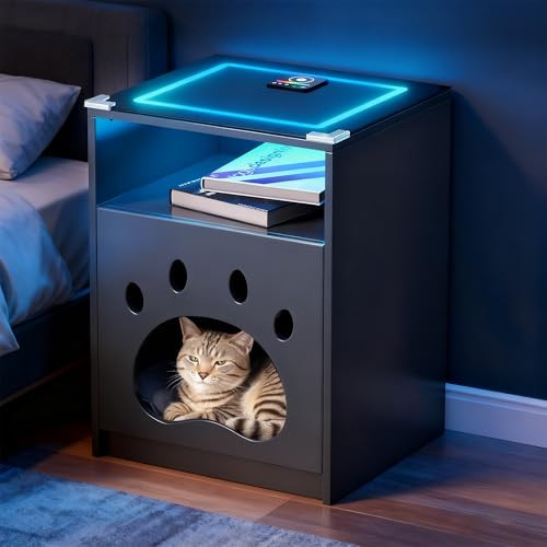 LED Nightstand with RGB Color Adjustment Wireless Charging Station