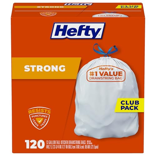 Hefty Strong White 13 Gallon Trash Bags 120 Count