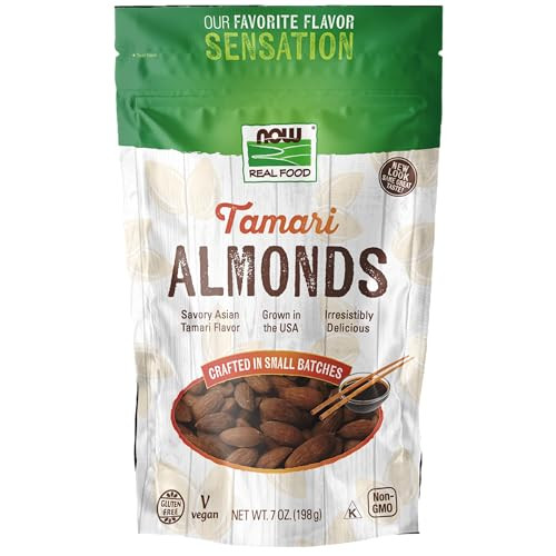 NOW Foods Savory Asian Tamari Flavor Almonds, 7 Oz.