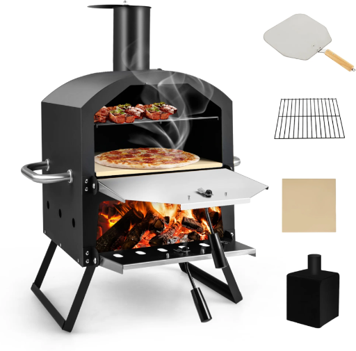 Costway 2-Layer Wood-Fired Pizza Oven with Waterproof Cover Deal
